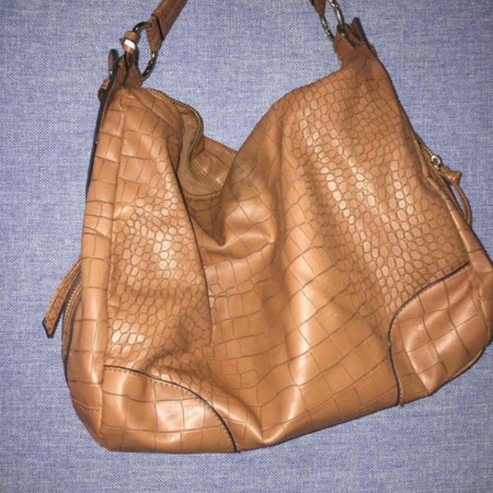 G By Guess Women's Brown Reptile Print Handbag.